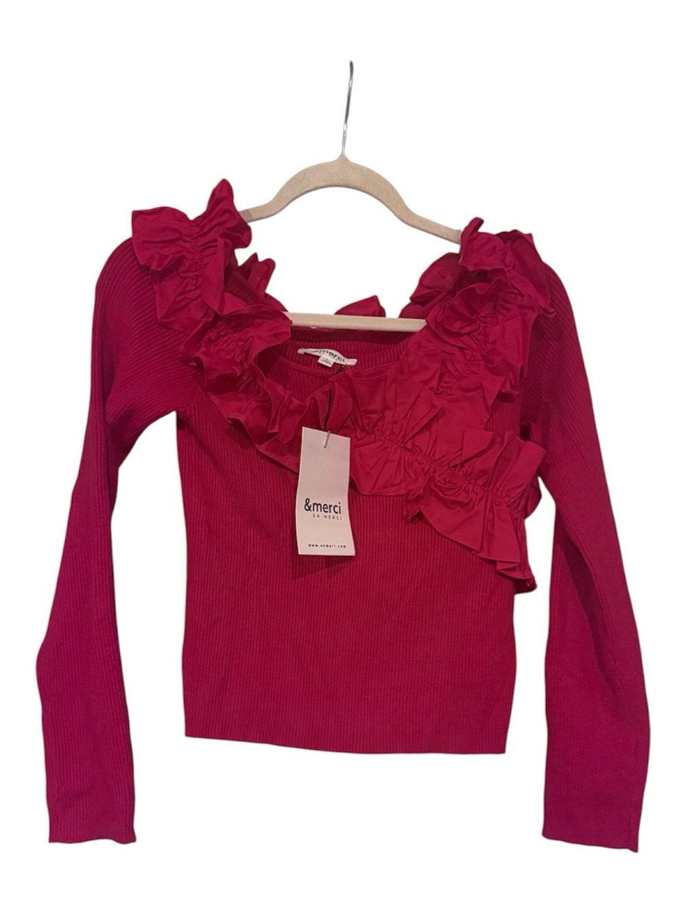 &merci | red ruffle top | NWT